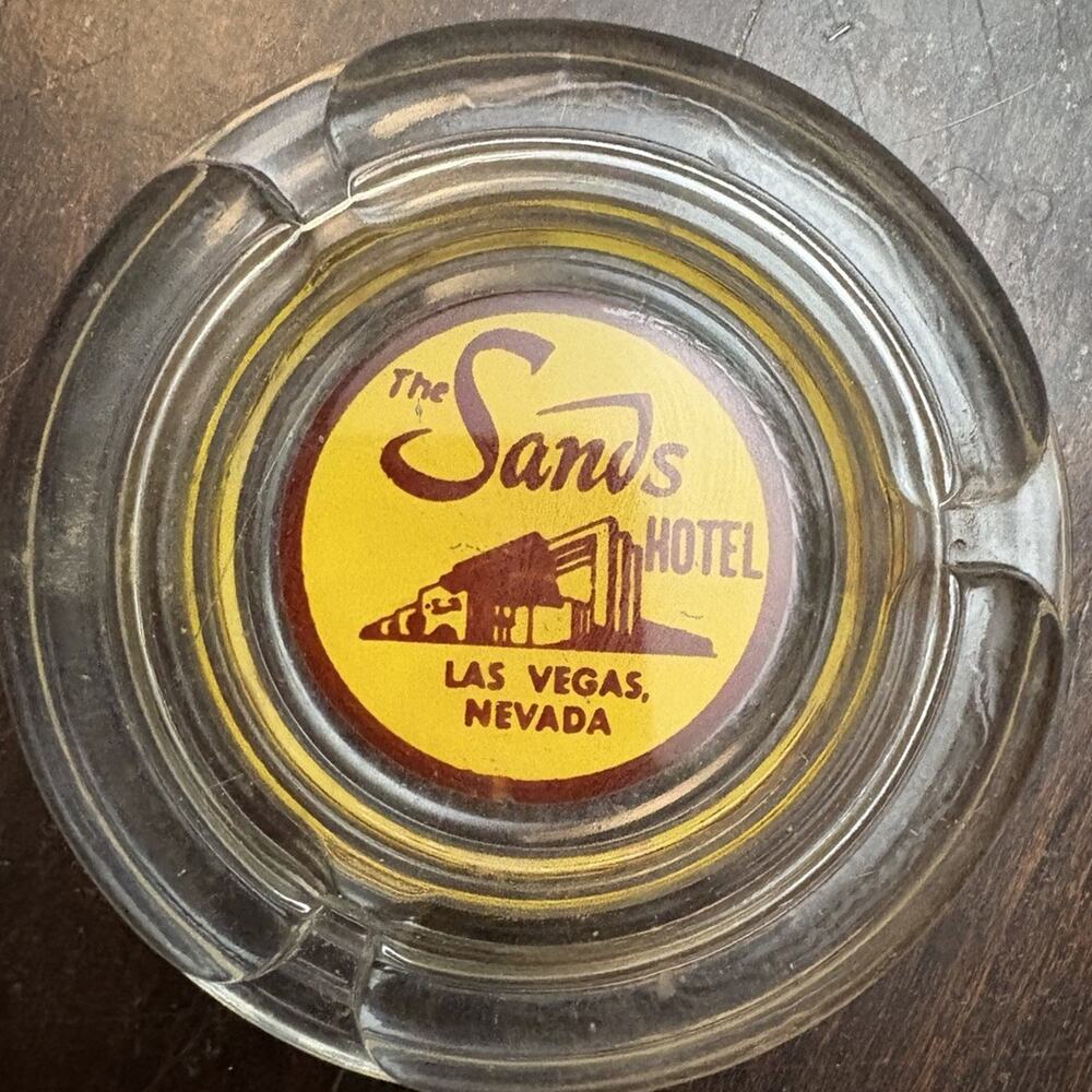 Vintage The Sands Hotel Casino Glass Ashtray Las Vegas Nevada Advertising MCM